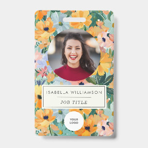 Mitarbeiter Foto ID Corporate Colorful Boho Floral Ausweis
