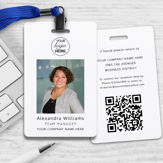 Mitarbeiter-Foto-ID Firmenlogo QR-Code Sicherheit Ausweis