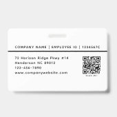 Mitarbeiter-Foto-ID Firmenlogo QR-Code Weiß Schwar Ausweis (Rückseite)
