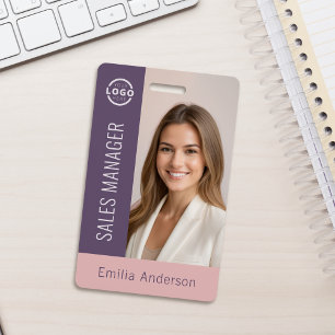 Mitarbeiter-Foto-ID-Geschäftslogo Fett Rosa Lila Ausweis