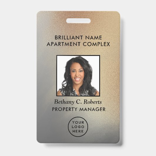 Mitarbeiter Foto ID Gold Gray Personalisiert Ausweis (Vorderseite)