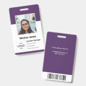 Mitarbeiter-Foto-ID Lila Ausweis (Vorder- & Rückseite)
