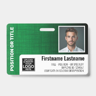 Mitarbeiter Foto ID Logo Balkenkode modern Leinen Ausweis