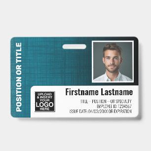 Mitarbeiter Foto ID Logo Bar Code modern Leinen bl Ausweis