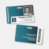 Mitarbeiter-Foto-ID-Logo Bar moderner Leinen blau Ausweis (Vorder- & Rückseite)