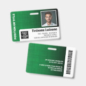 Mitarbeiter-Foto-ID-Logo Bar moderner Leinen grün Ausweis (Vorder- & Rückseite)