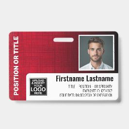 Mitarbeiter-Foto-ID-Logo Bar moderner Leinenrot Ausweis