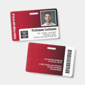 Mitarbeiter-Foto-ID-Logo Bar moderner Leinenrot Ausweis (Vorder- & Rückseite)