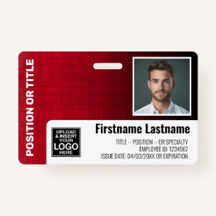 Mitarbeiter-Foto-ID-Logo Bar moderner Leinenrot Ausweis