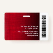 Mitarbeiter-Foto-ID-Logo Bar moderner Leinenrot Ausweis (Rückseite)