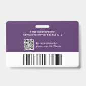 Mitarbeiter-Foto-ID-Logo-QR-Code Lila Ausweis (Rückseite)