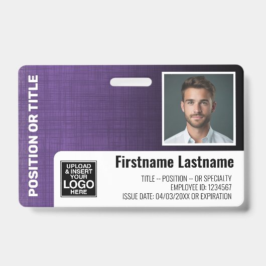 Mitarbeiter Foto ID Logo Strichcode Modernes Leine Ausweis (Vorderseite)