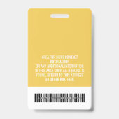 Mitarbeiter Foto ID modern gelb, Logo beruflich Ausweis (Rückseite)