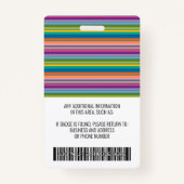 Mitarbeiter-Foto-ID - moderne Streifen, Logo, Bar Ausweis (Rückseite)