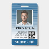 Mitarbeiter-Foto-ID - moderne Streifen, Logo, Bar Ausweis (Vorderseite)