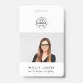 Mitarbeiter-Foto-ID Moderner Minimalistischer QR-C Ausweis (Vorderseite)