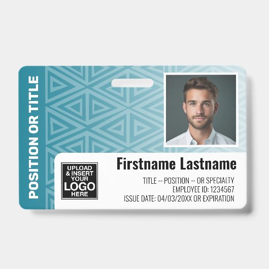 Mitarbeiter-Foto-ID - moderner Stamm-, Logo-Bar Ausweis (Vorderseite)