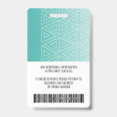 Mitarbeiter-Foto-ID - moderner Stamm-, Logo-Bar Ausweis (Rückseite)