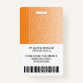 Mitarbeiter-Foto-ID - moderner Stamm-, Logo-Bar Ausweis (Rückseite)