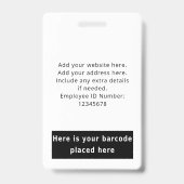 Mitarbeiter-Foto-ID-Name-Barcode-Logo-Unternehmen Ausweis (Rückseite)