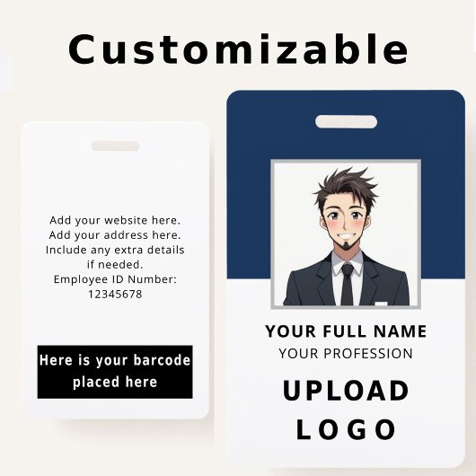 Mitarbeiter-Foto-ID-Name-Barcode-Logo-Unternehmen Ausweis