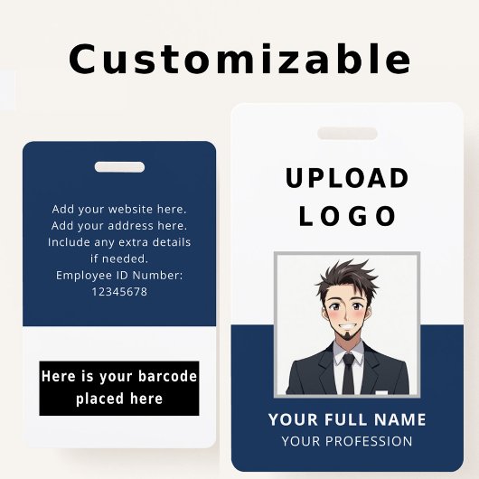 Mitarbeiter-Foto-ID-Name-Barcode-Logo-Unternehmen Ausweis