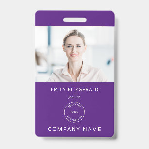 Mitarbeiter Foto ID Name Logo Lila Minimalistisch Ausweis