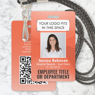 Mitarbeiter-Foto-ID-QR-Barcode Ihr Logo Orange Arc Ausweis