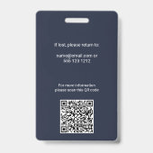 Mitarbeiter-Foto-ID QR-Code Dunkelblau Ausweis (Rückseite)