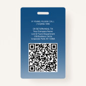 Mitarbeiter Foto ID QR Code Ihr Logo Navy Blue Arc Ausweis (Rückseite)