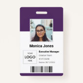 Mitarbeiter-Foto-ID QR-Code Lila Ausweis (Vorderseite)