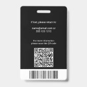 Mitarbeiter-Foto-ID QR-Code Schwarz Ausweis (Rückseite)