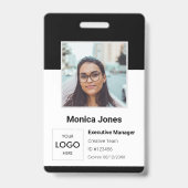 Mitarbeiter-Foto-ID QR-Code Schwarz Ausweis (Vorderseite)