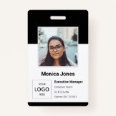 Mitarbeiter-Foto-ID QR-Code Schwarz Ausweis (Vorderseite)