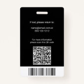 Mitarbeiter-Foto-ID QR-Code Schwarz Ausweis (Rückseite)