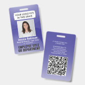Mitarbeiter-Foto-ID QR Strichcode Ihr Logo Lila Ar Ausweis (Vorder- & Rückseite)