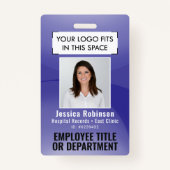 Mitarbeiter-Foto-ID QR Strichcode Ihr Logo Lila Ar Ausweis (Vorderseite)