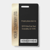 Mitarbeiter Foto ID QR Strichcode Ihr Logo Schwarz Ausweis (Rückseite)