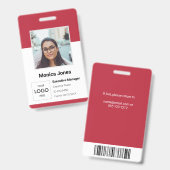 Mitarbeiter-Foto-ID Red Ausweis (Vorder- & Rückseite)