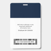 Mitarbeiter-Foto-ID und Firmenlogo mit Barcode Ausweis (Rückseite)