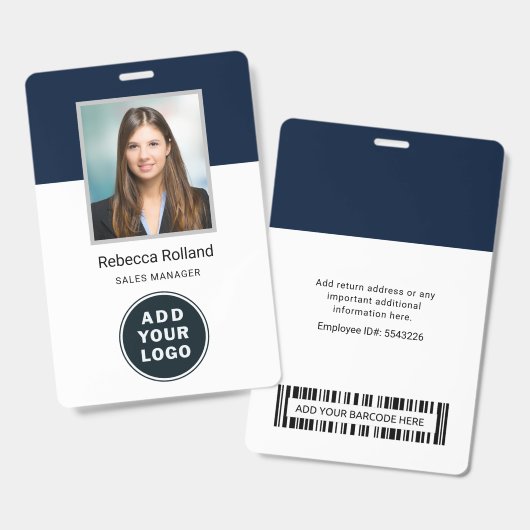 Mitarbeiter-Foto-ID und Firmenlogo mit Barcode Ausweis (Vorder- & Rückseite)