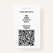 Mitarbeiter-Foto-ID Unternehmen Sicherheit Abzeich Ausweis (Rückseite)