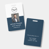 Mitarbeiter Foto-ID Weiß Blau Ausweis (Vorder- & Rückseite)