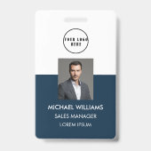 Mitarbeiter Foto-ID Weiß Blau Ausweis (Vorderseite)