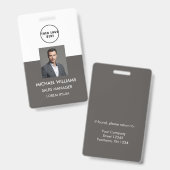 Mitarbeiter Foto-ID Weiß Grau Ausweis (Vorder- & Rückseite)