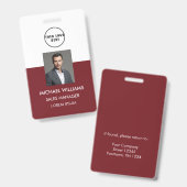Mitarbeiter Foto-ID Weiß Rot Ausweis (Vorder- & Rückseite)