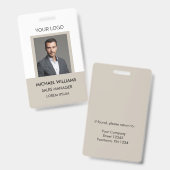 Mitarbeiter Foto ID White Beige Ausweis (Front & Back)