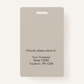 Mitarbeiter Foto ID White Beige Ausweis (Rückseite)