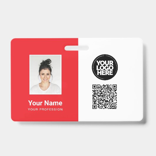 Mitarbeiter-Foto, Logo, Beruf, Qr-Code, Name-ID Ausweis (Vorderseite)