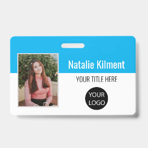 Mitarbeiter Foto Name Logo Barcode Himmelblau Weiß Ausweis